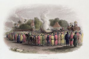 Eine Witwenverbrennung, veröffentlicht von James A. Virtue von English School
